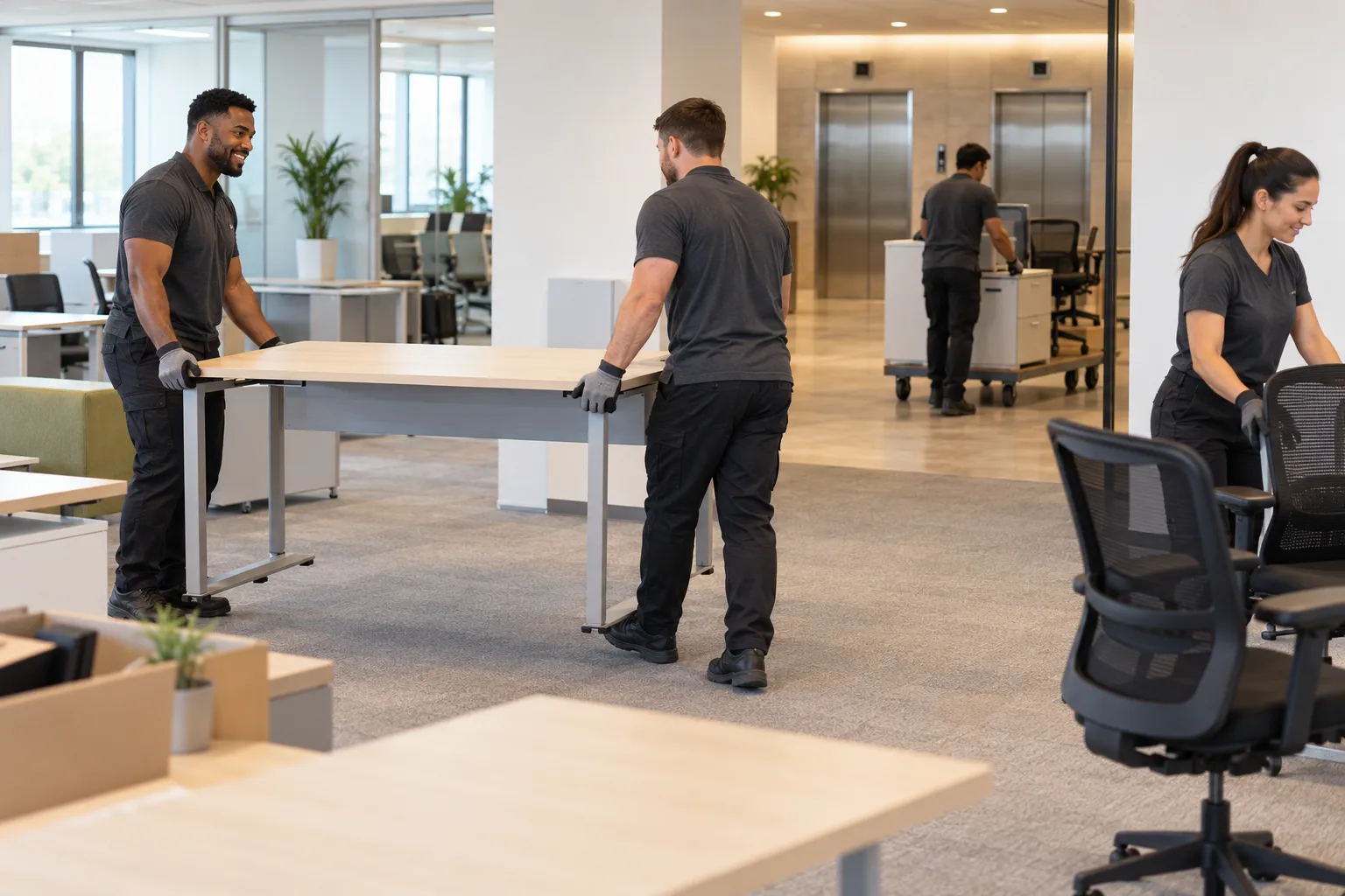 Office Furniture Removal service in progress